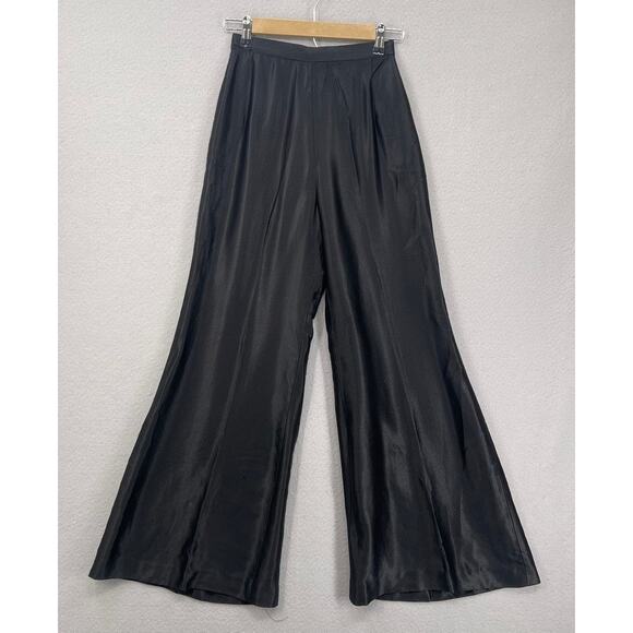 Vintage Union Made Satin Pants Womens 24" Waist Flare Bell Bottom High Waist - Picture 1 of 16